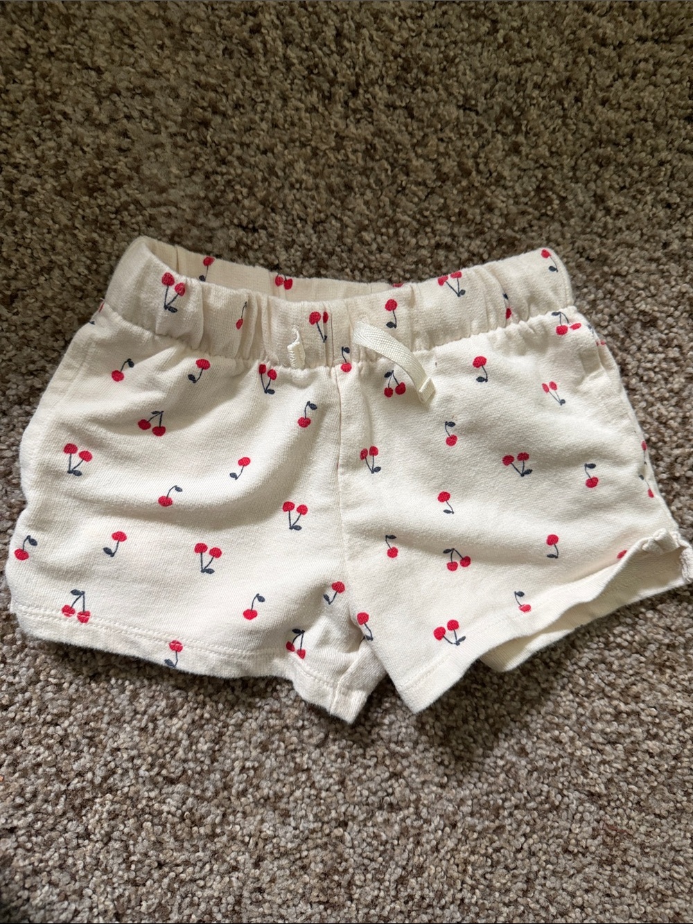 Carter's Cream Shorts with Red Cherry Print